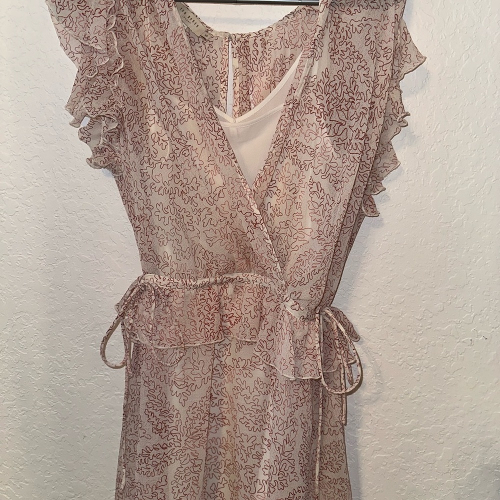 Ted Baker Cream Tan Flutter Sleeve Midi Dress
